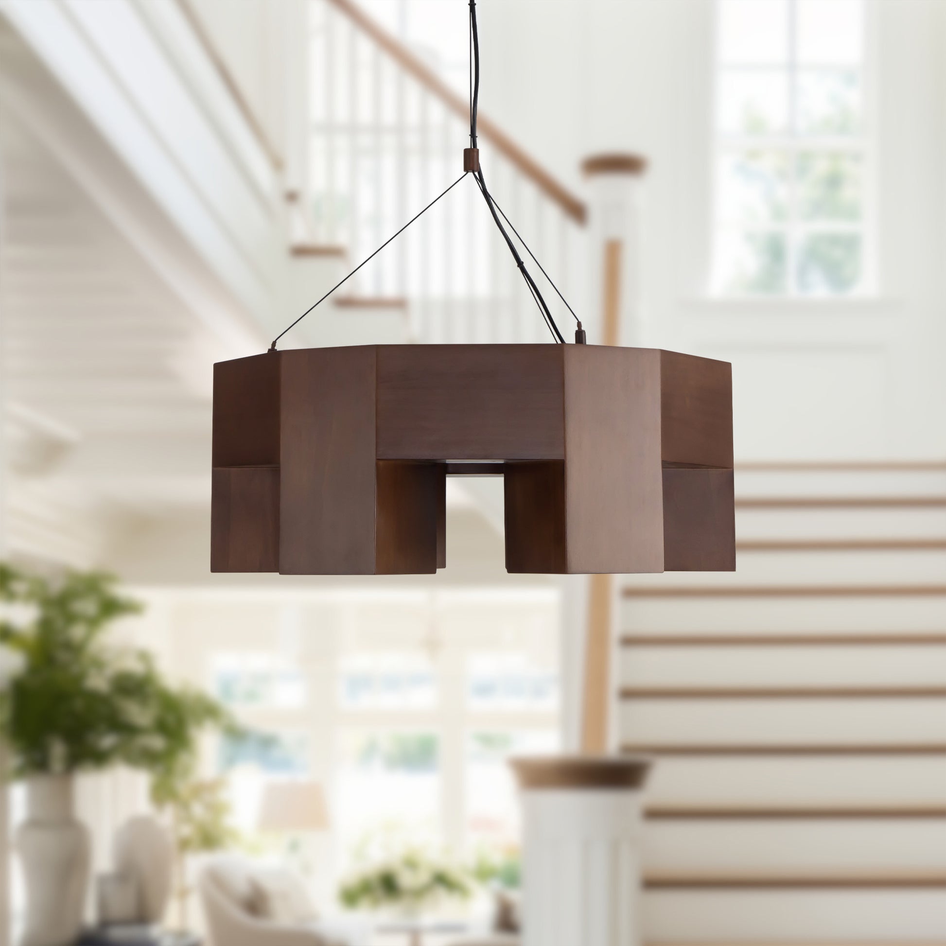 Bosco 25-in Solid Wood LED Chandelier
