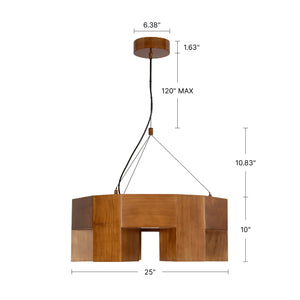 Bosco 25-in Solid Wood LED Chandelier