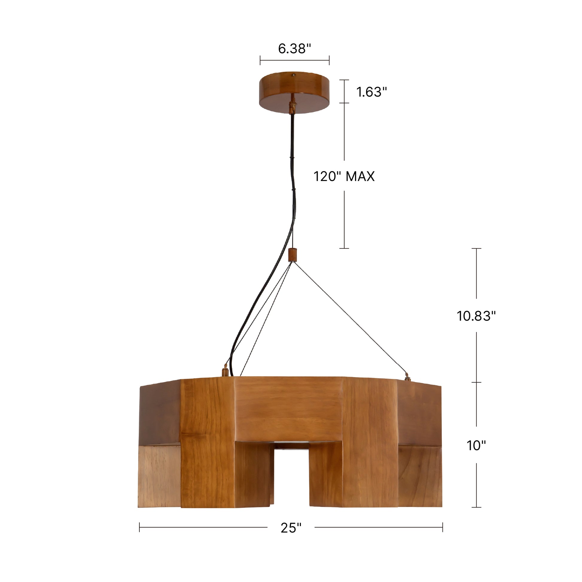 Bosco 25-in Solid Wood LED Chandelier