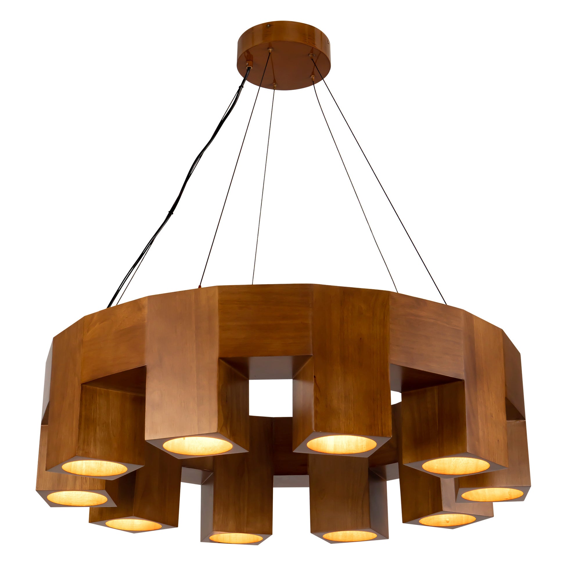 Bosco 35-in Solid Wood LED Chandelier