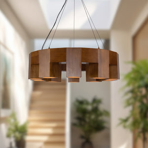 Bosco 35-in Solid Wood LED Chandelier