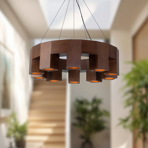 Bosco 35-in Solid Wood LED Chandelier