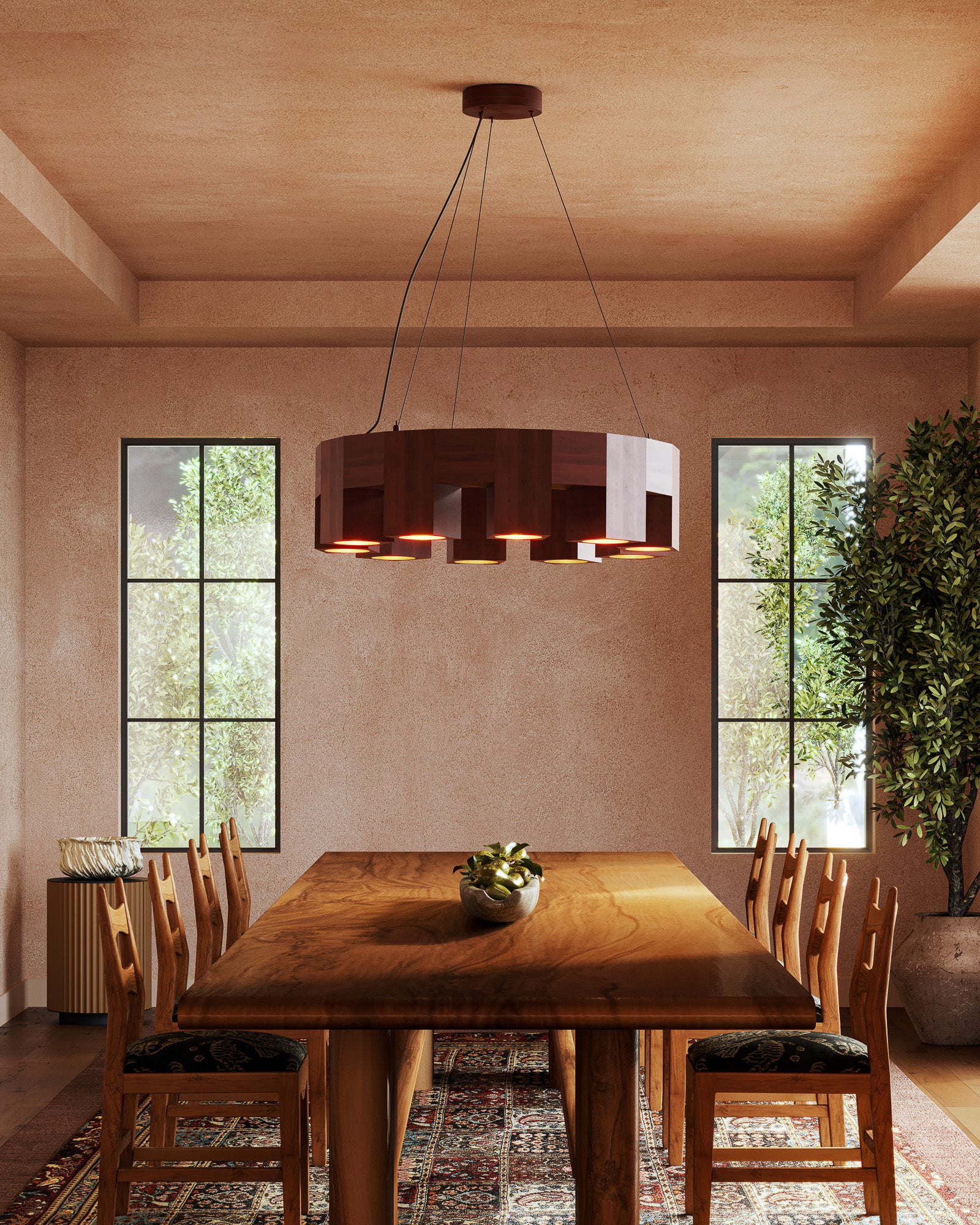Bosco 35-in Solid Wood LED Chandelier