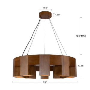 Bosco 35-in Solid Wood LED Chandelier