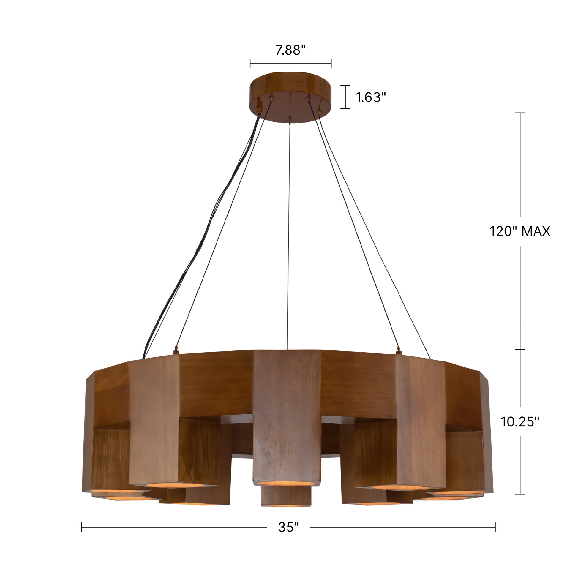 Bosco 35-in Solid Wood LED Chandelier