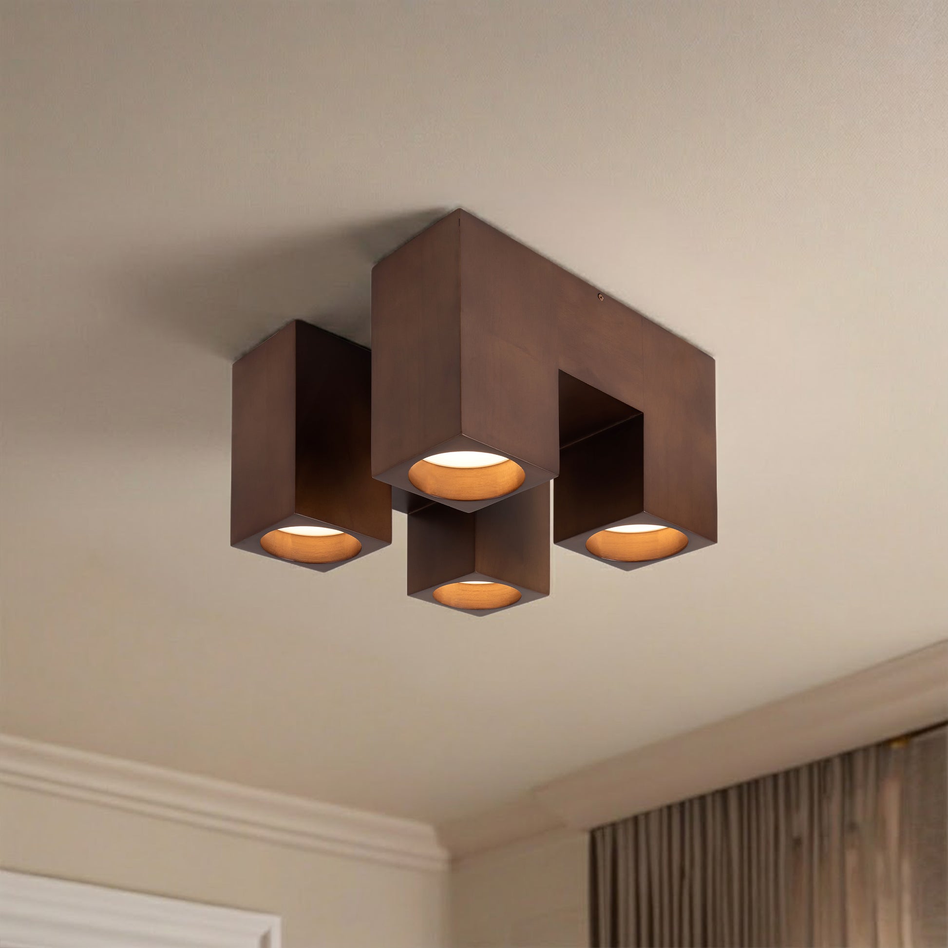 Bosco Solid Wood LED Flush Mount