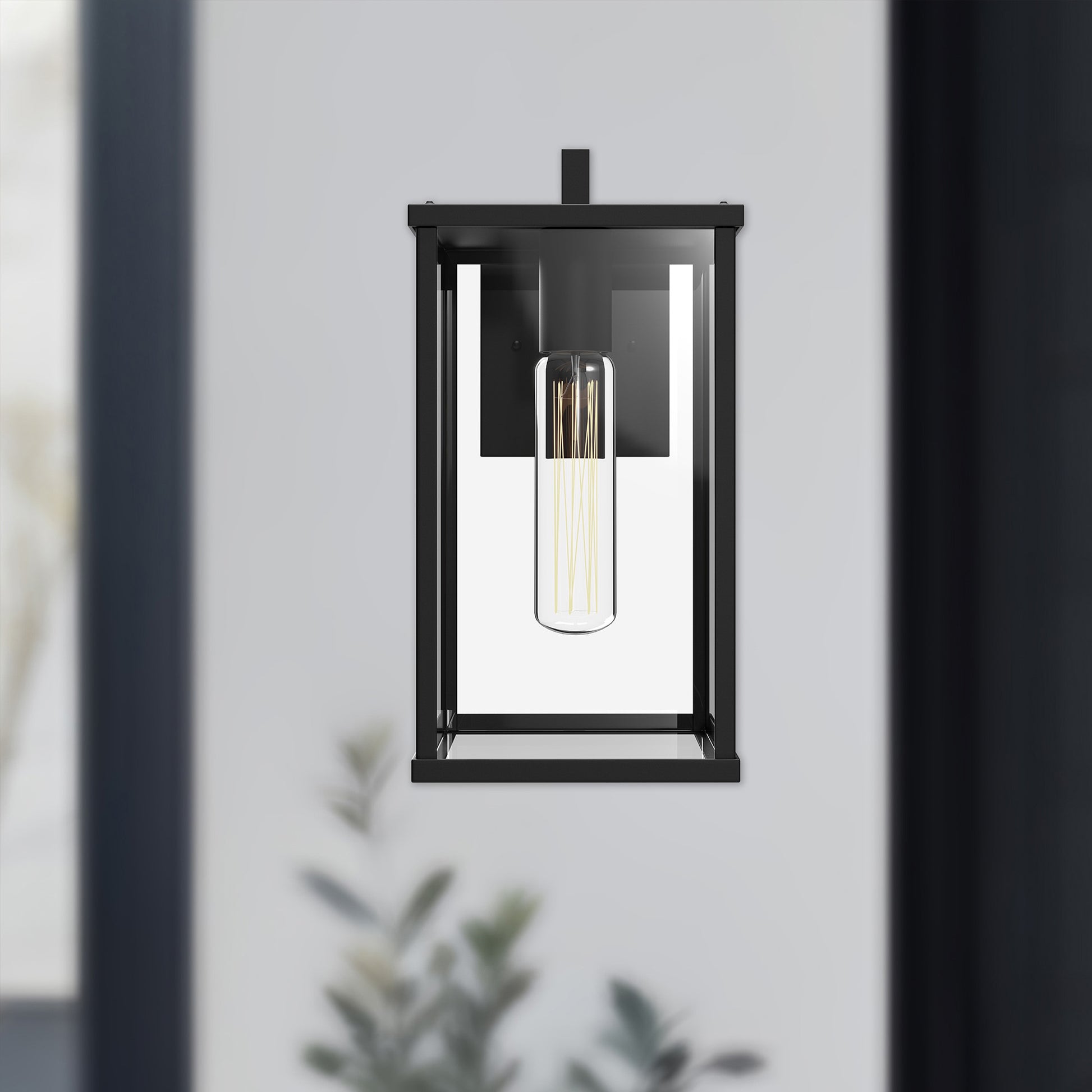 Brentwood 12-in Clear Glass/Textured Black 1 Light Exterior Wall Sconce