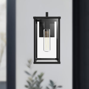 Brentwood 12-in Clear Glass/Textured Black 1 Light Exterior Wall Sconce