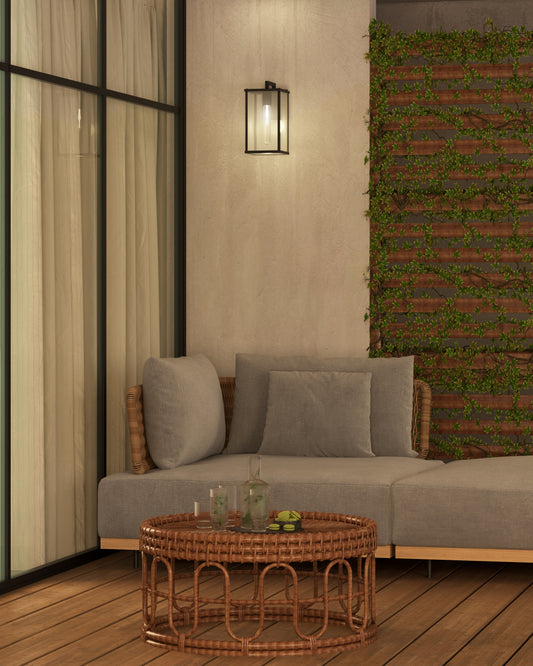 Brentwood 12-in Clear Glass/Textured Black 1 Light Exterior Wall Sconce