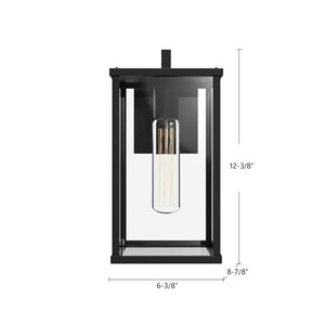 Brentwood 12-in Clear Glass/Textured Black 1 Light Exterior Wall Sconce