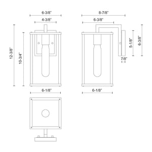 Brentwood 12-in Clear Glass/Textured Black 1 Light Exterior Wall Sconce