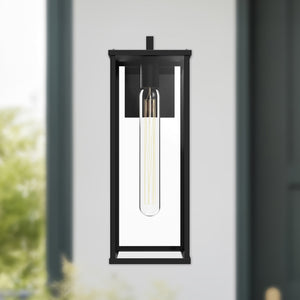 Brentwood 17-in Clear Glass/Textured Black 1 Light Exterior Wall Sconce