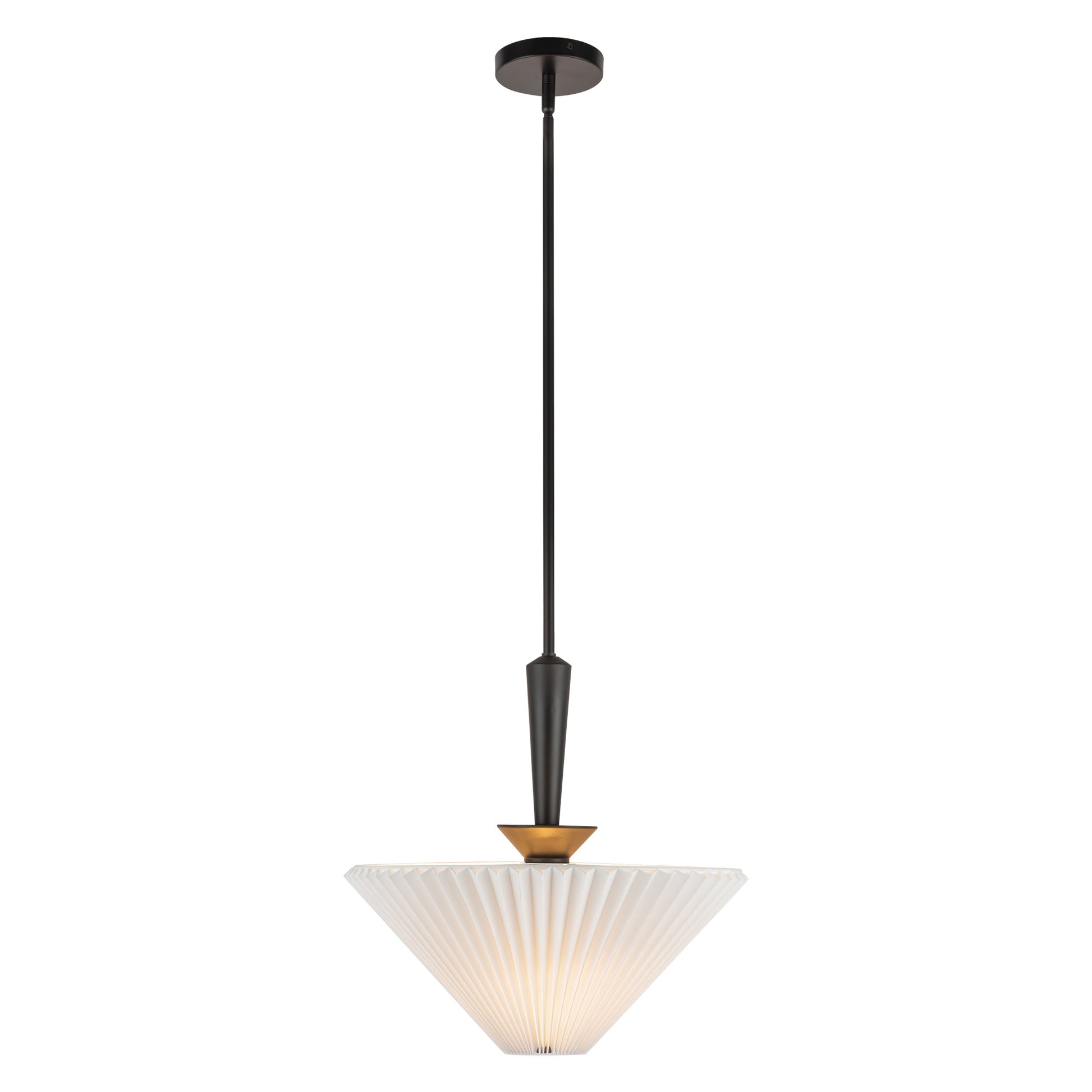 Bridgette 16-in Matte Black/White Linen Socket Pendant