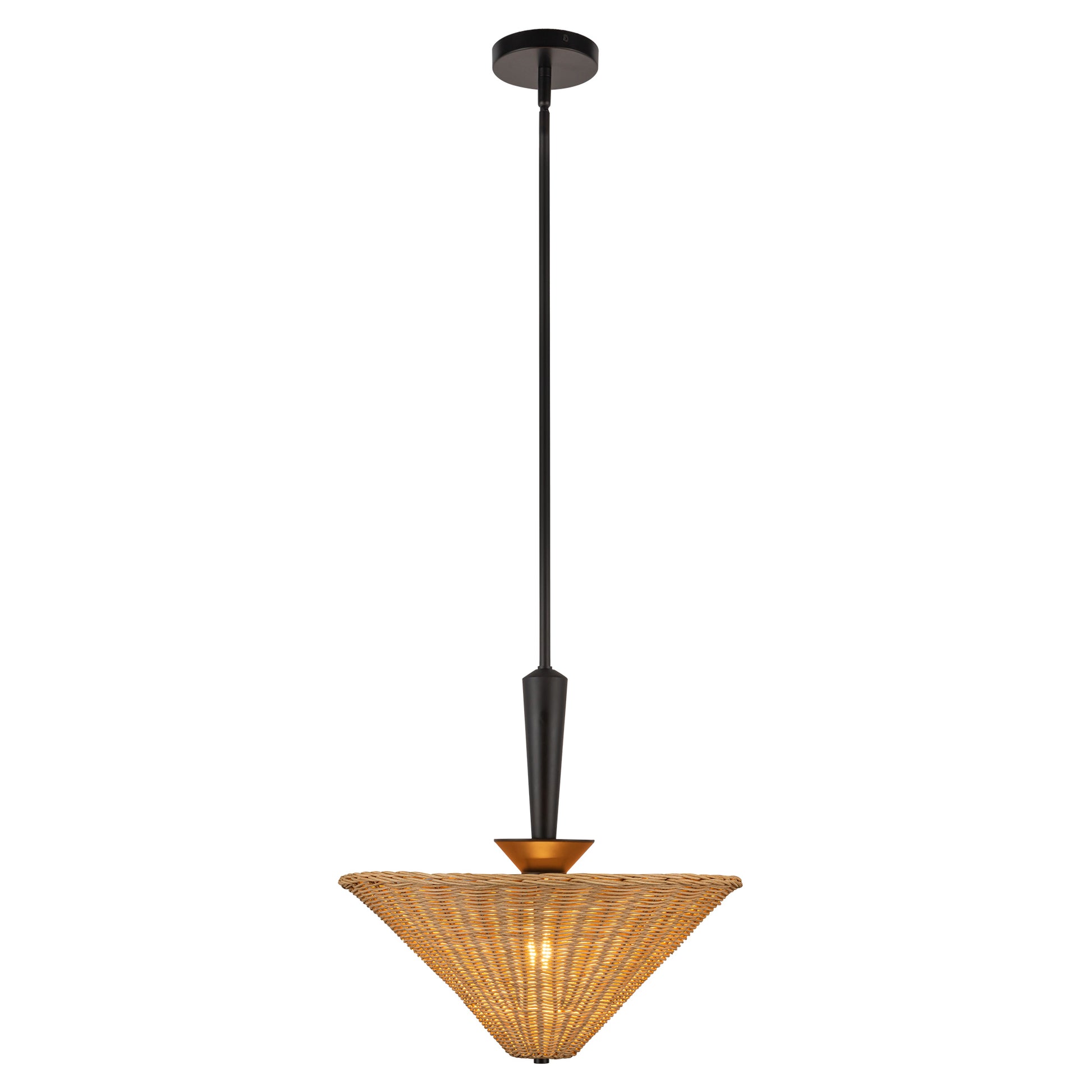 Bridgette 16-in Matte Black/White Linen Socket Pendant