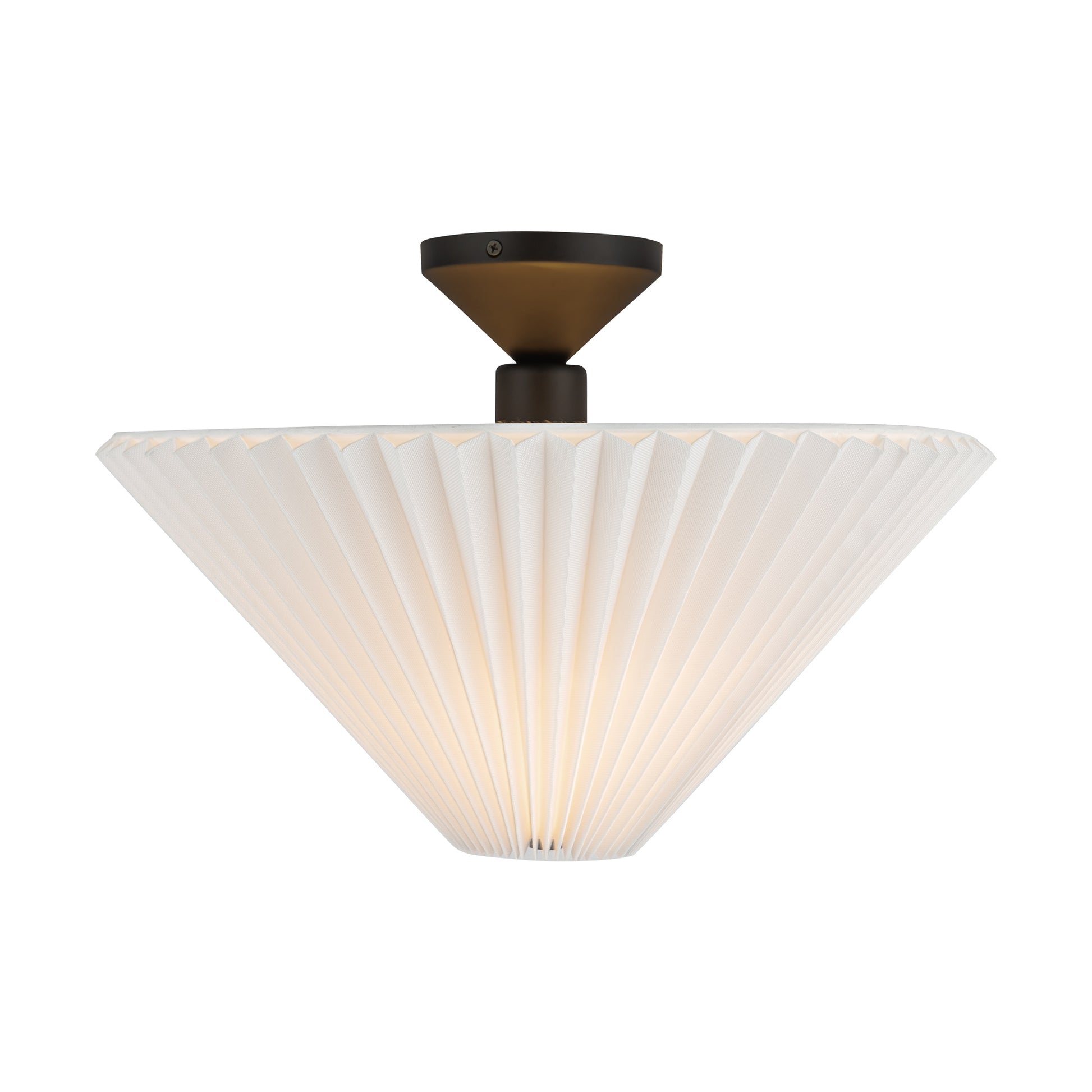 Bridgette 16-in Matte Black/White Linen Socket Semi-Flush Mount