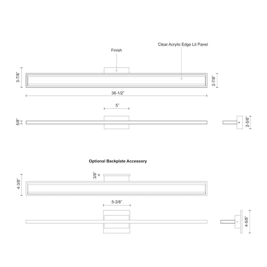 Brio 36-in Black LED Vanity