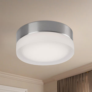 Bedford 6-in Brushed Nickel/Frosted LED Flush Mount