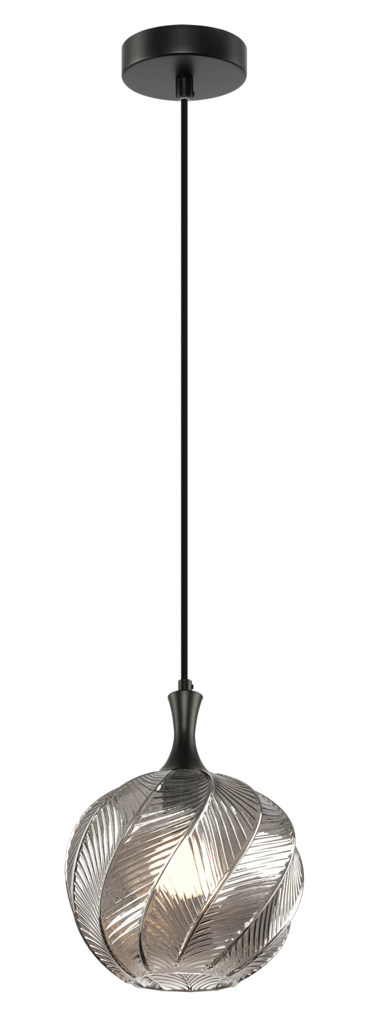 A single pendant in a Smoked or Amber-shaded glass, the Eesha would have a beautiful, organic look with a warm ambient glow. The design is crafted to resemble a softly curving leaf with delicate veins. Comes in 3 different shaped glass.