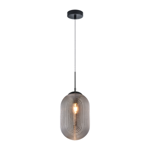 Pendant with a spiral and clean lined design in Cognac or Smoked glass would be a stunning focal point over an island or cozy lounge area. Comes in 3 styles of glass in Chrome and Matte Black canopy.