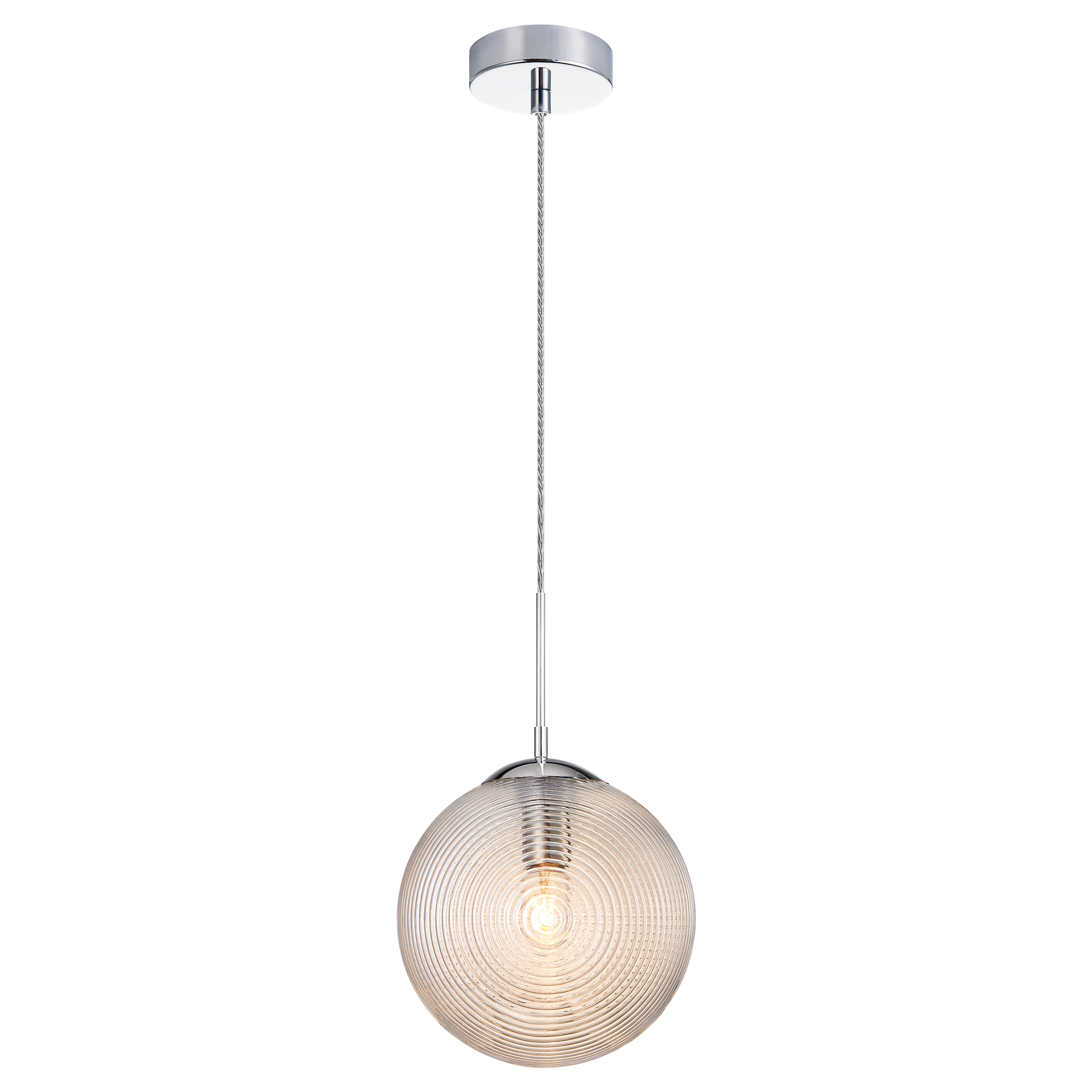 Pendant with a spiral and clean lined design in Cognac or Smoked glass would be a stunning focal point over an island or cozy lounge area. Comes in 3 styles of glass in Chrome and Matte Black canopy.