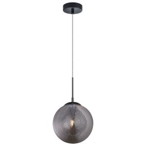 Pendant with a spiral and clean lined design in Cognac or Smoked glass would be a stunning focal point over an island or cozy lounge area. Comes in 3 styles of glass in Chrome and Matte Black canopy.