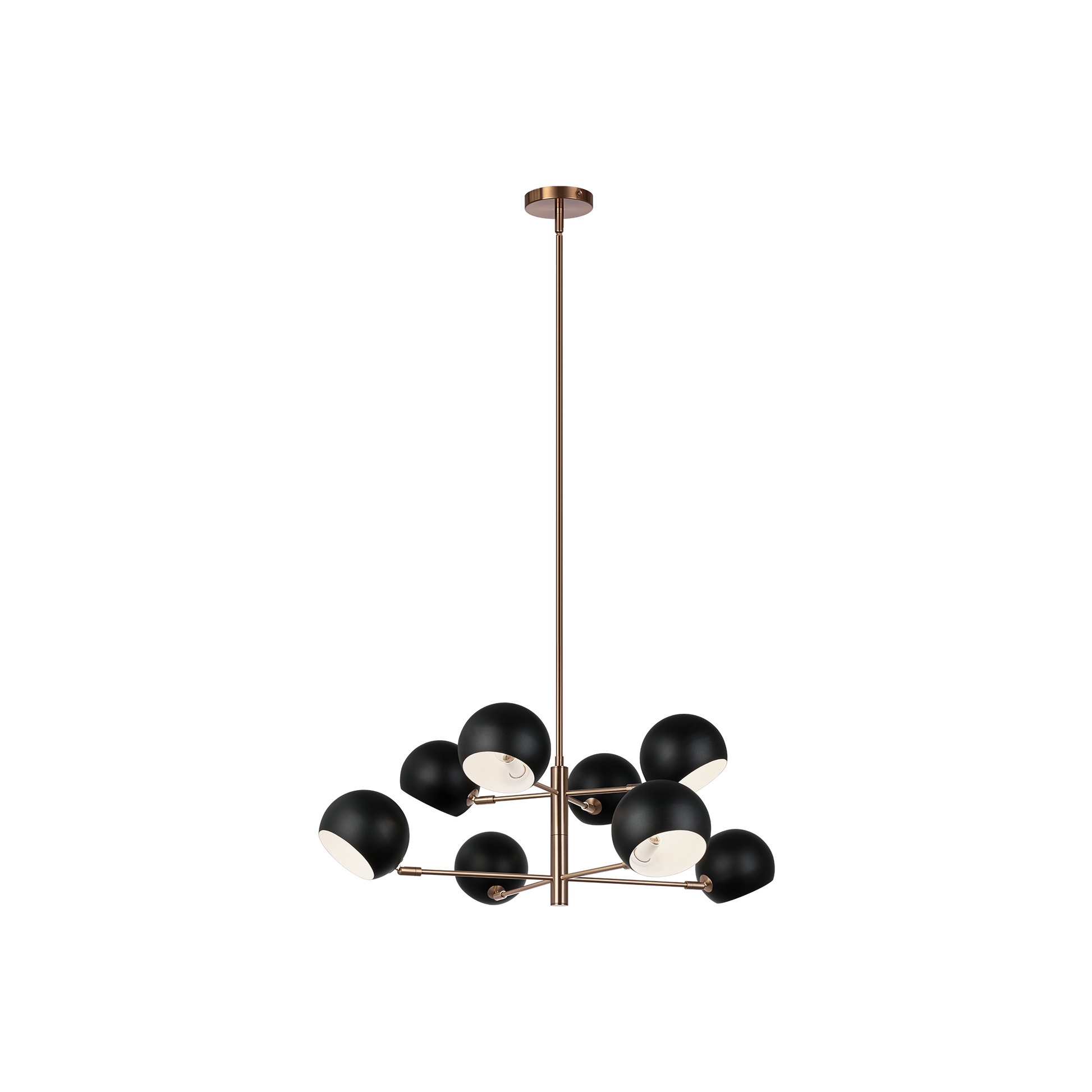 Combining elegance with a modern touch, the Orb family will make a stunning focal point for many design aspects. Finishes are Aged Gold Brass paired with Matte Black or Matte White shades with a white interior.