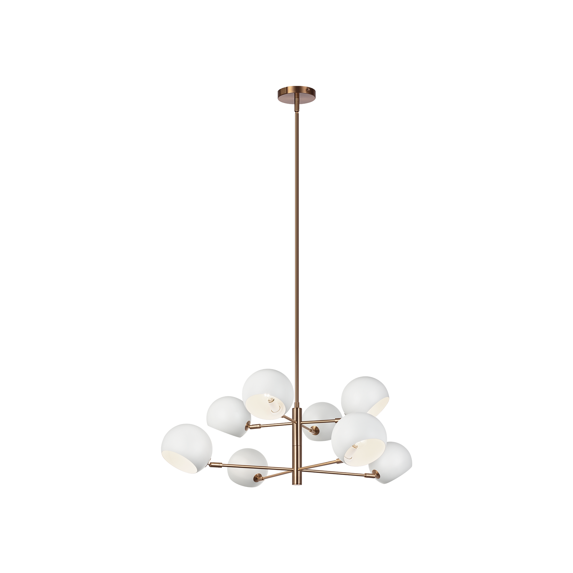 Combining elegance with a modern touch, the Orb family will make a stunning focal point for many design aspects. Finishes are Aged Gold Brass paired with Matte Black or Matte White shades with a white interior.