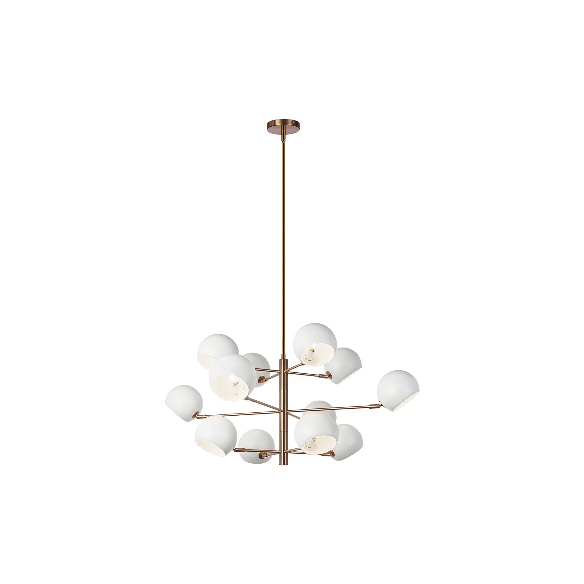 Combining elegance with a modern touch, the Orb family will make a stunning focal point for many design aspects. Finishes are Aged Gold Brass paired with Matte Black or Matte White shades with a white interior.