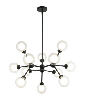A chandelier inspired by the solar system, the Solaris comes with white opal inner glass and clear outer glass.The design typically aims to capture a celestial, orbital aesthetic.