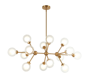 A chandelier inspired by the solar system, the Solaris comes with white opal inner glass and clear outer glass.The design typically aims to capture a celestial, orbital aesthetic.
