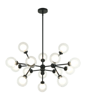 A chandelier inspired by the solar system, the Solaris comes with white opal inner glass and clear outer glass.The design typically aims to capture a celestial, orbital aesthetic.