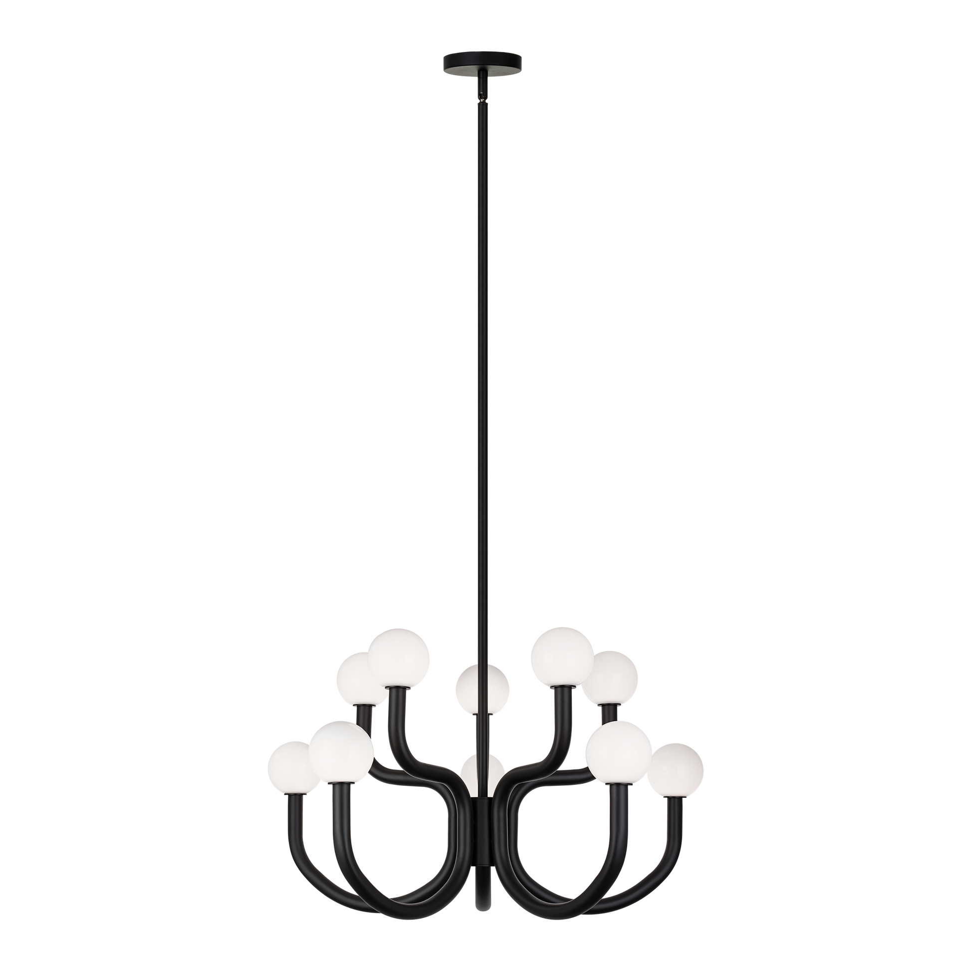 With flowing arms featuring round Opal glass, the Joelle incorporates a mix of style and elegance that could enhance the visual impact. Finishes include chandeliers and wall sconces in Aged Gold Brass and Matte Black.