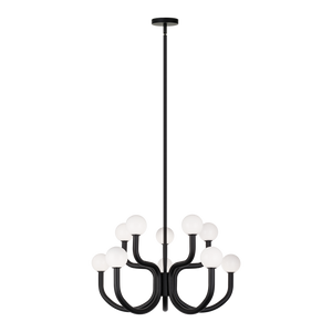 With flowing arms featuring round Opal glass, the Joelle incorporates a mix of style and elegance that could enhance the visual impact. Finishes include chandeliers and wall sconces in Aged Gold Brass and Matte Black.