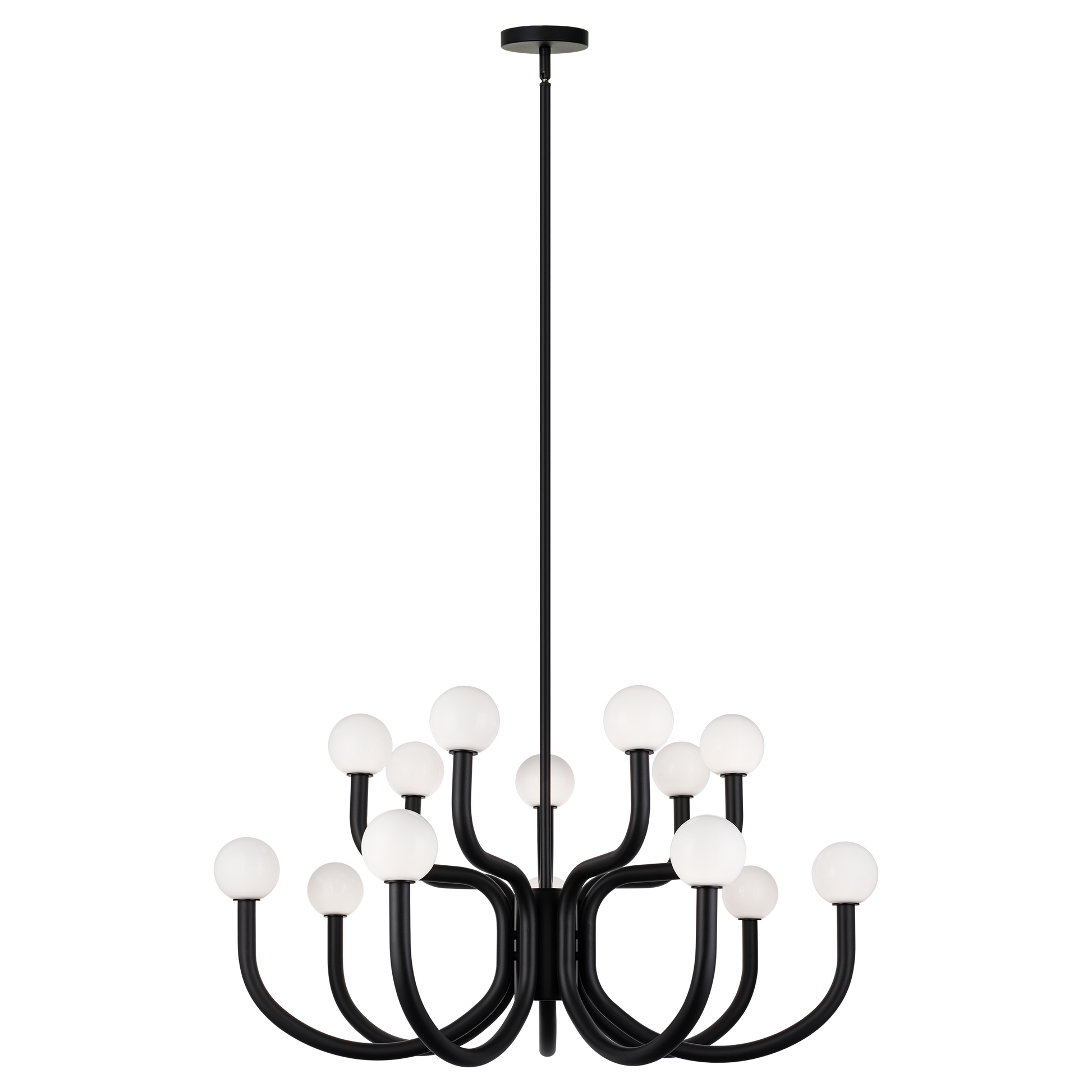 With flowing arms featuring round Opal glass, the Joelle incorporates a mix of style and elegance that could enhance the visual impact. Finishes include chandeliers and wall sconces in Aged Gold Brass and Matte Black.