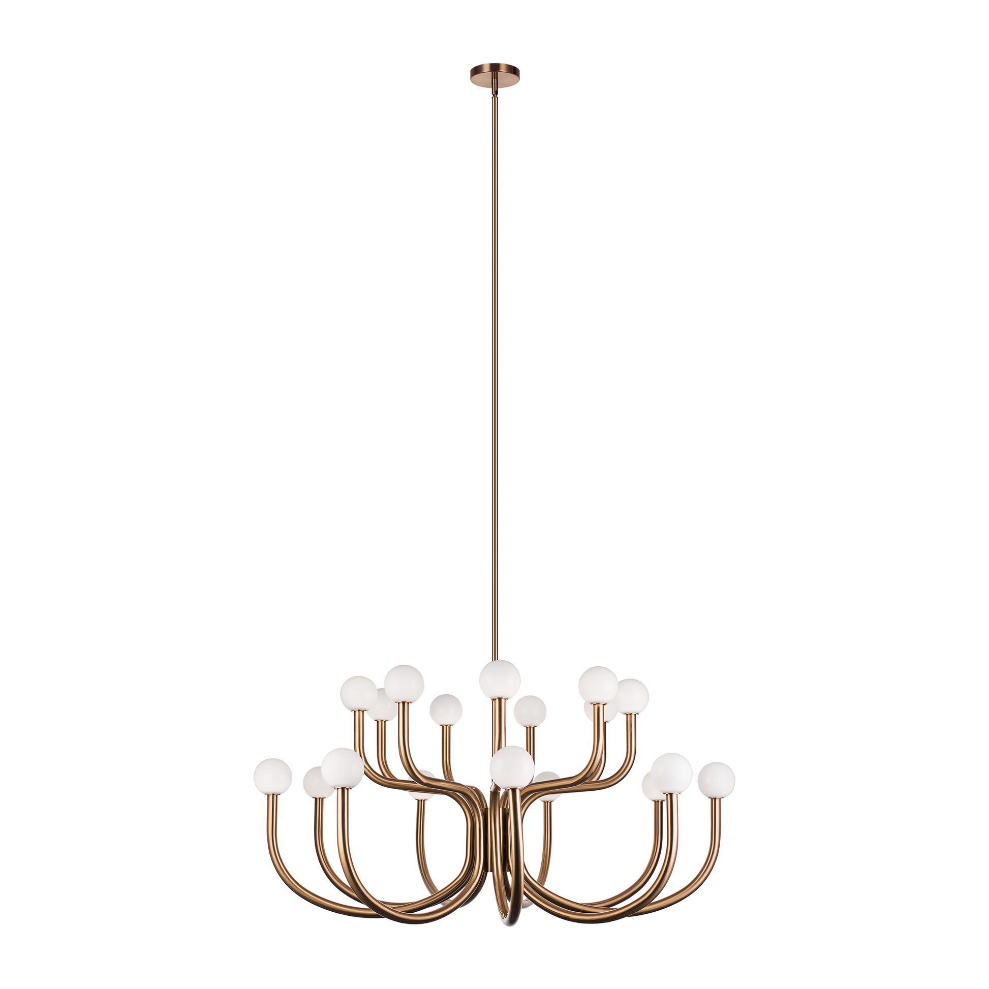 With flowing arms featuring round Opal glass, the Joelle incorporates a mix of style and elegance that could enhance the visual impact. Finishes include chandeliers and wall sconces in Aged Gold Brass and Matte Black.