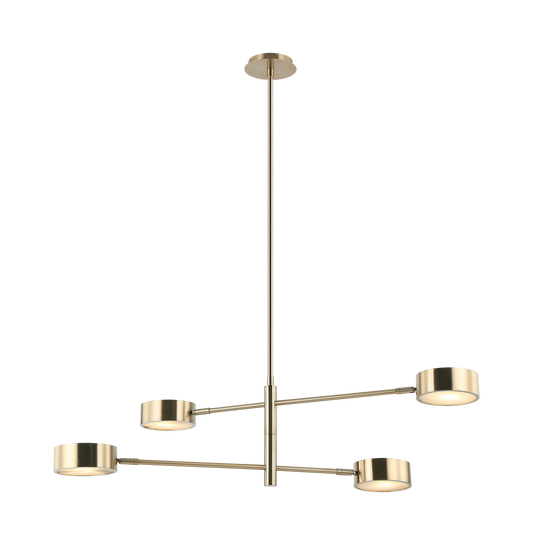 With a strong sense of balance and motion, the Weatherton shows a clean, architectural look. With a touch of alabaster glass, this piece truly gives off a mid-century or contemporary luxury feel.