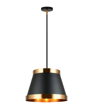 Caske evokes a feeling of timeless elegance with the beautiful metal finishes. Comes in either Black and Aged Gold trim or White and Aged Gold trim and is available 1 and 3 light pendants.