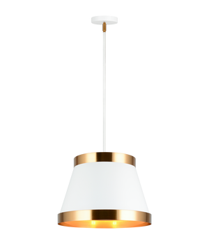 Caske evokes a feeling of timeless elegance with the beautiful metal finishes. Comes in either Black and Aged Gold trim or White and Aged Gold trim and is available 1 and 3 light pendants.