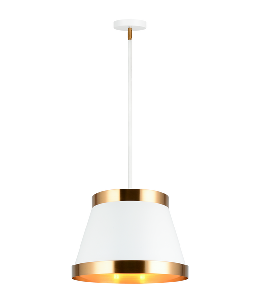Caske evokes a feeling of timeless elegance with the beautiful metal finishes. Comes in either Black and Aged Gold trim or White and Aged Gold trim and is available 1 and 3 light pendants.