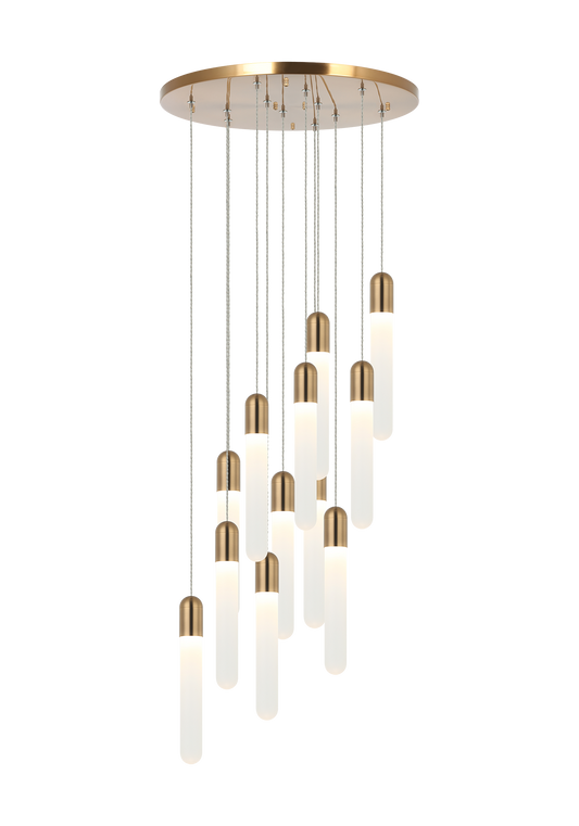Aydin is a Modern LED with cylindrical tube and frosted glass shade. Available in either Aged Gold Brass or Matte Black finish.