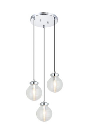 The Ridge collection is designed with ribbed glass globes that create a harmonious century-old feel. Gorgeous and stylish, comes in a single pendant and one light, two light, three light or four light wall sconce option. Matte Black or Chrome finishes.