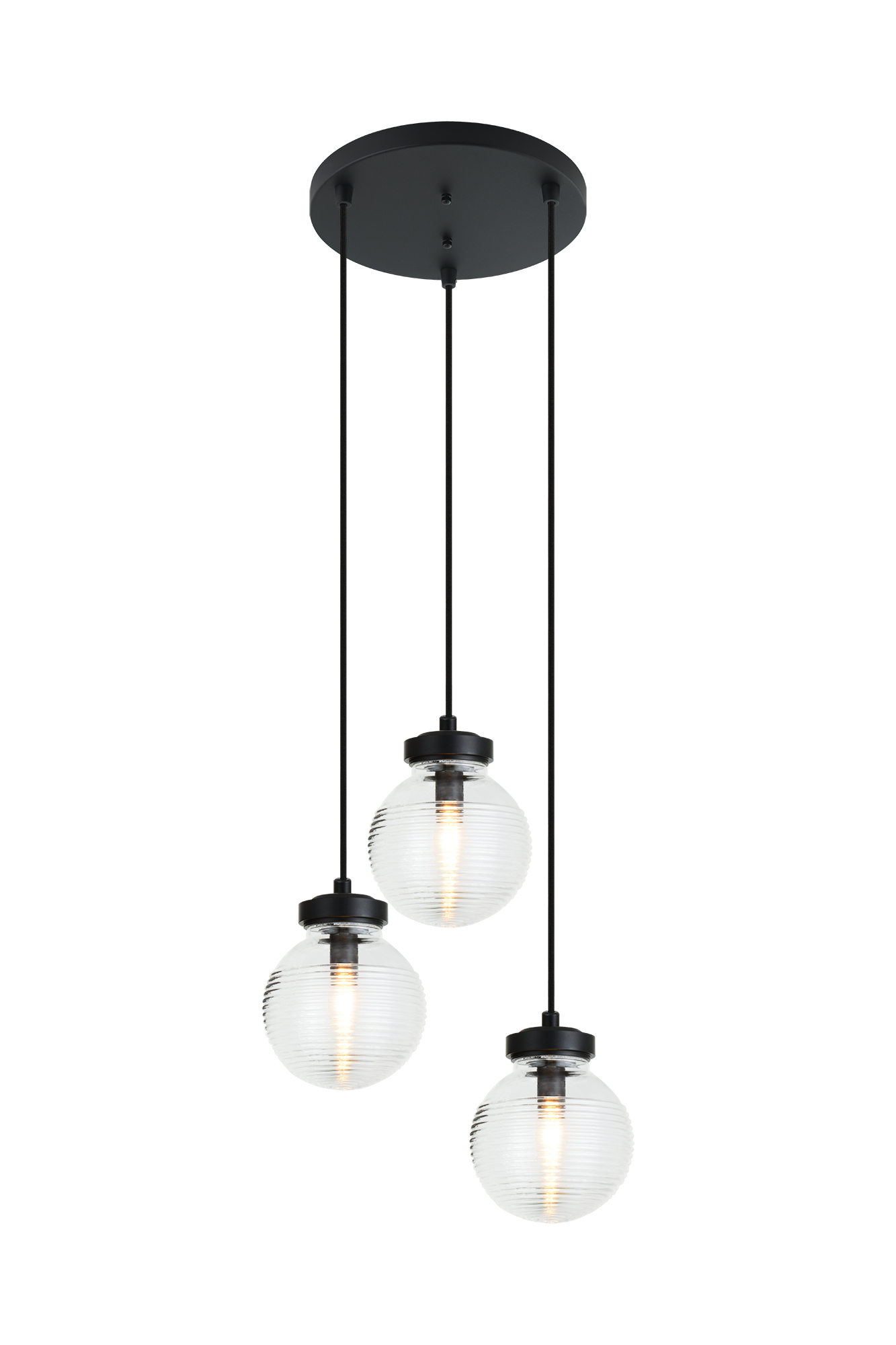 The Ridge collection is designed with ribbed glass globes that create a harmonious century-old feel. Gorgeous and stylish, comes in a single pendant and one light, two light, three light or four light wall sconce option. Matte Black or Chrome finishes.