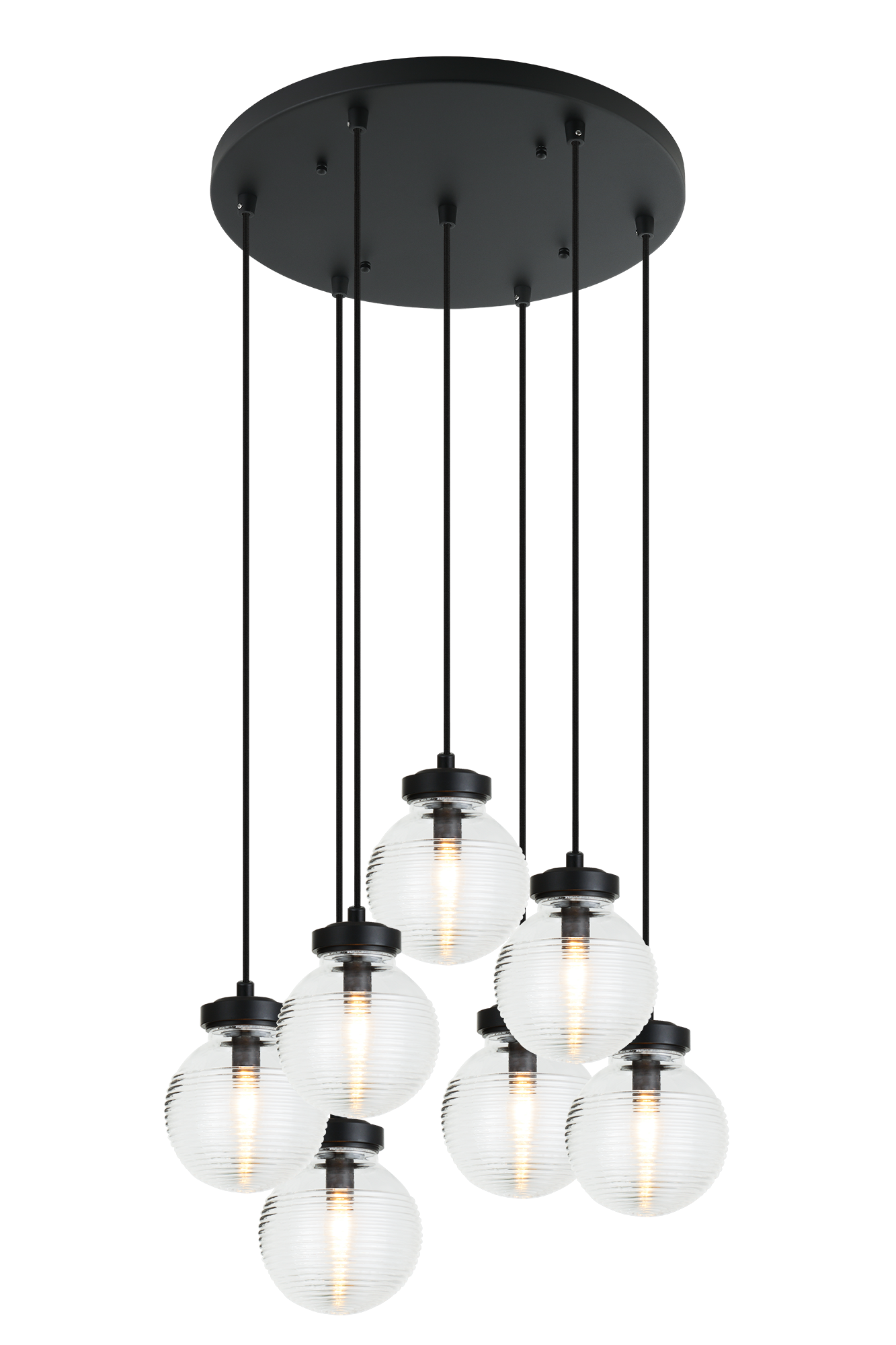 The Ridge collection is designed with ribbed glass globes that create a harmonious century-old feel. Gorgeous and stylish, comes in a single pendant and one light, two light, three light or four light wall sconce option. Matte Black or Chrome finishes.