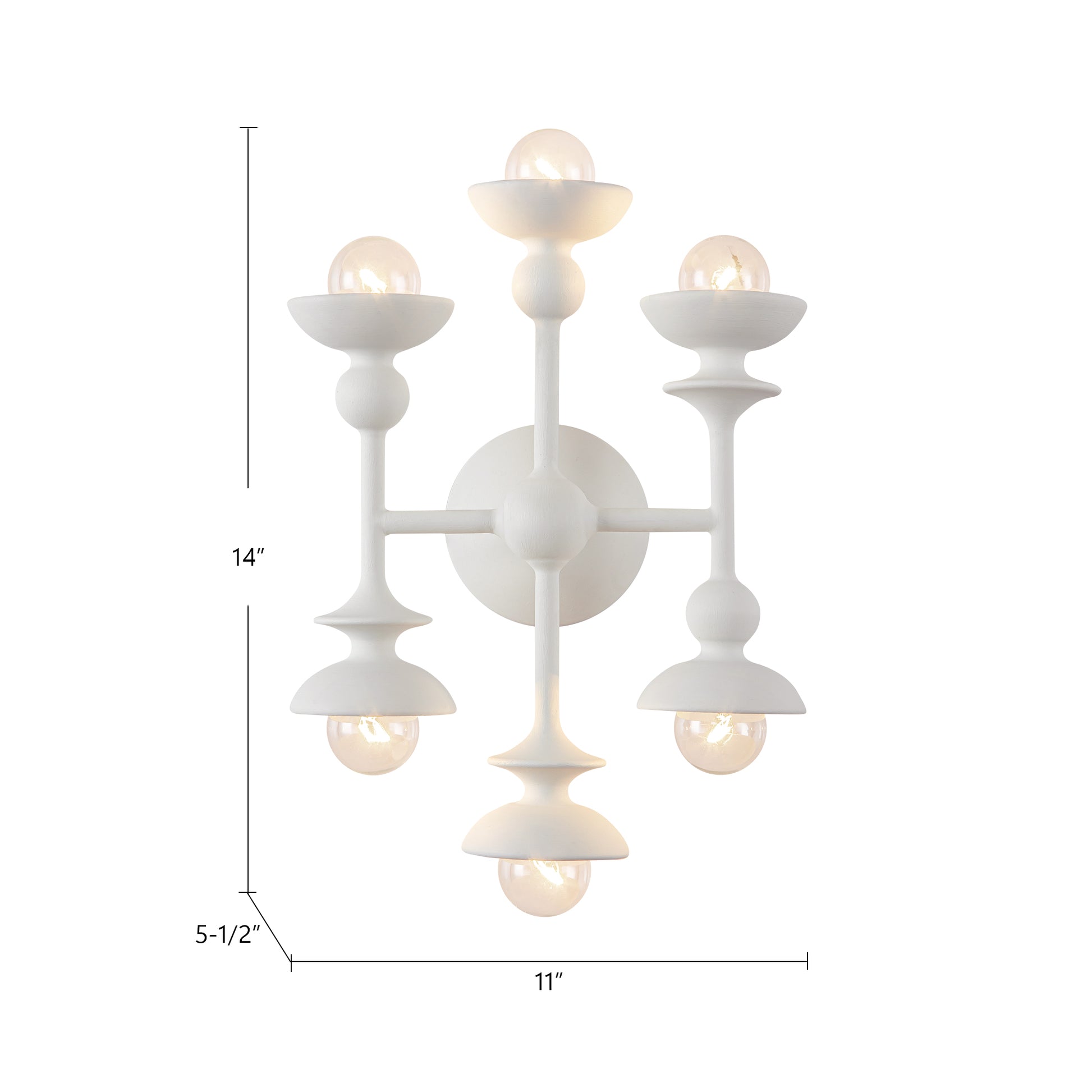 Cadence 11-in Antique White 6 Lights Wall/Vanity