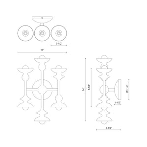Cadence 11-in Antique White 6 Lights Wall/Vanity