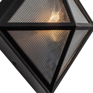 Cairo 11-in Black/Ribbed Glass 1 Light Exterior Wall Sconce