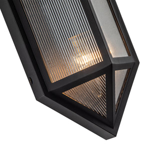 Cairo 5-in Black/Ribbed Glass 2 Lights Exterior Wall Sconce