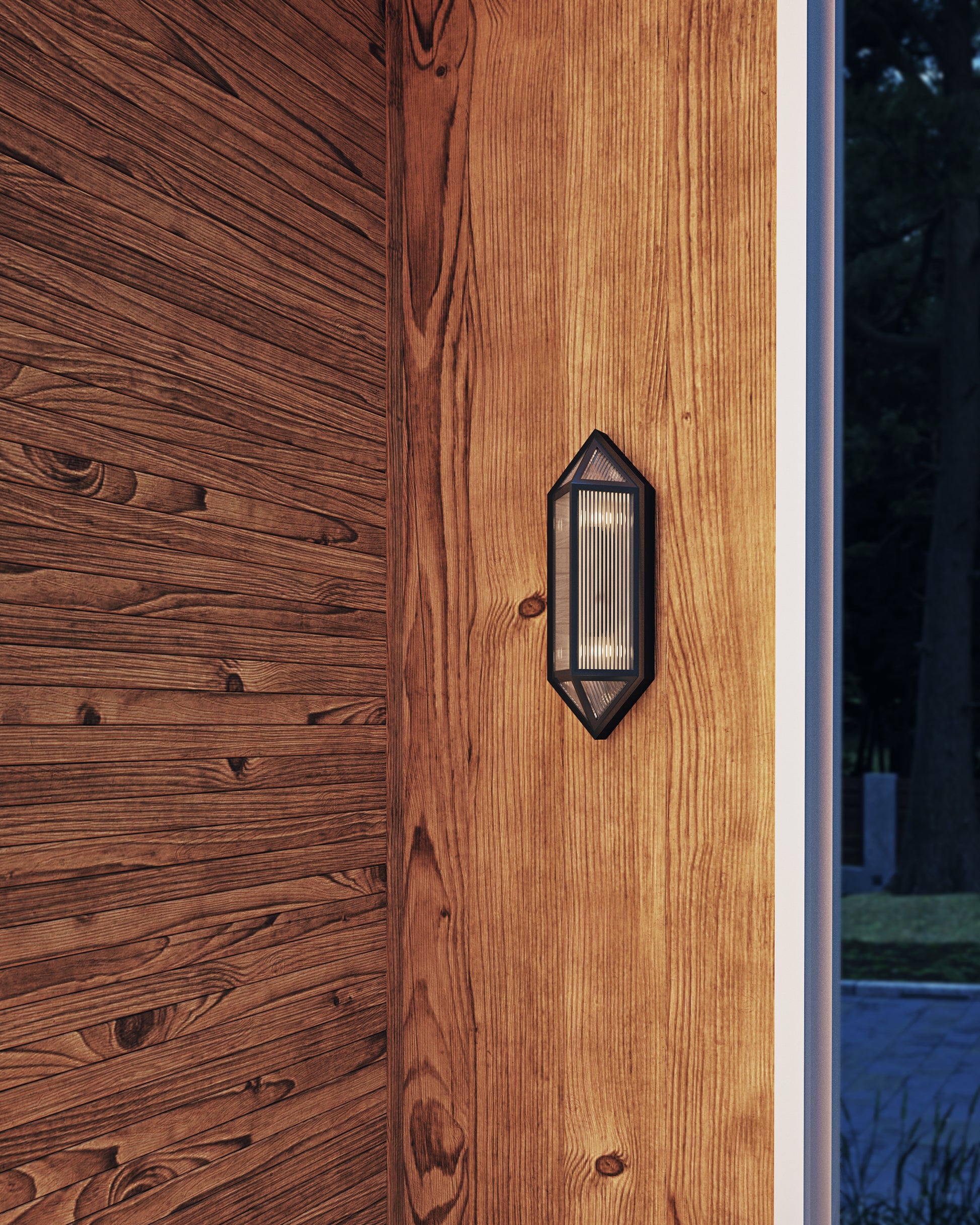 Cairo 5-in Black/Ribbed Glass 2 Lights Exterior Wall Sconce