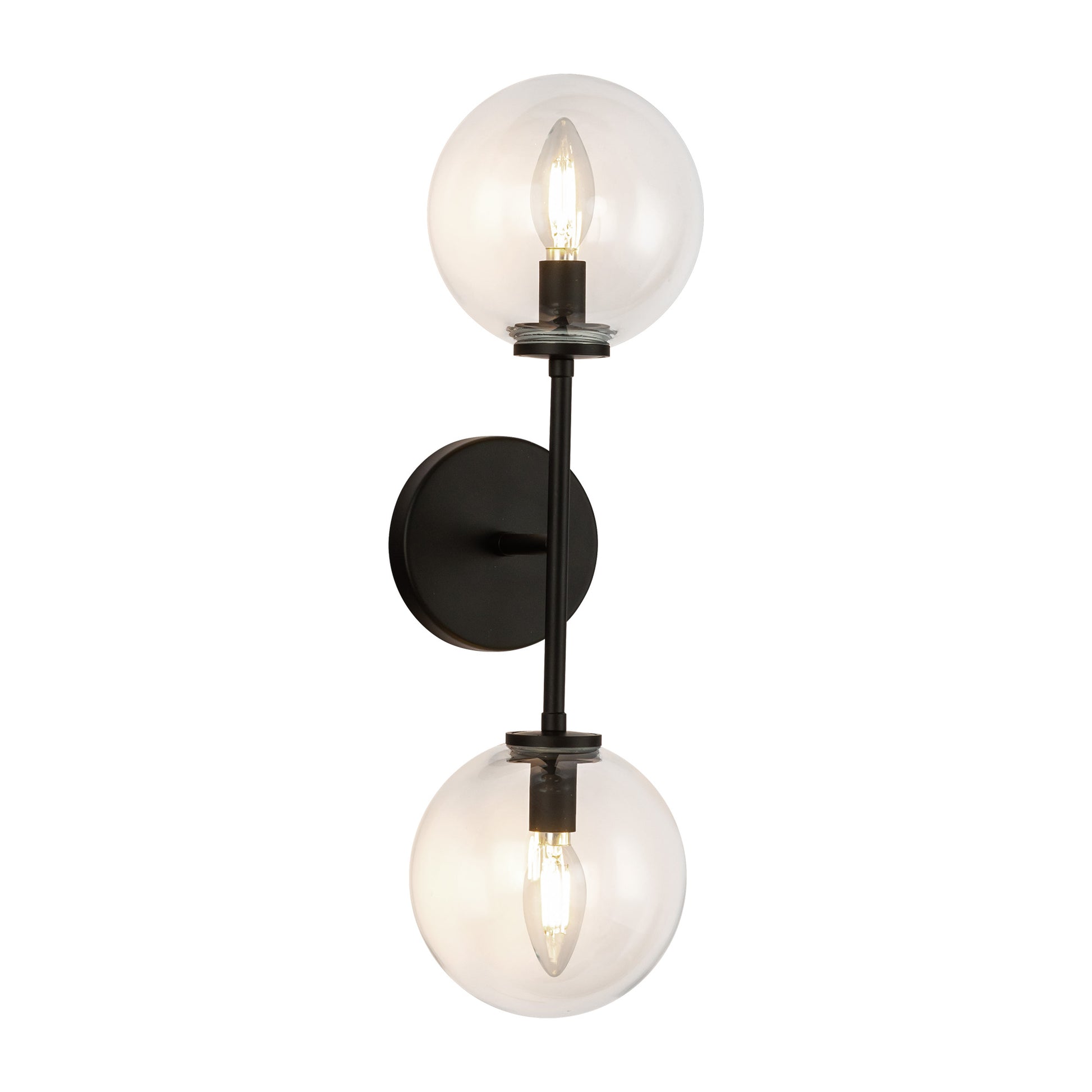 Cassia 6-in Matte Black/Opal Matte Glass 2 Lights Wall/Vanity