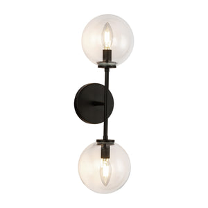 Cassia 6-in Matte Black/Opal Matte Glass 2 Lights Wall/Vanity